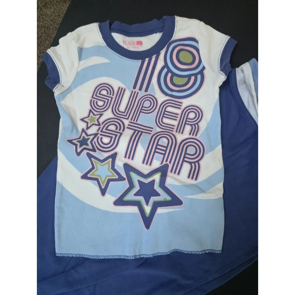 the children's place top and yoga pants set S (5/6) blue Super Star